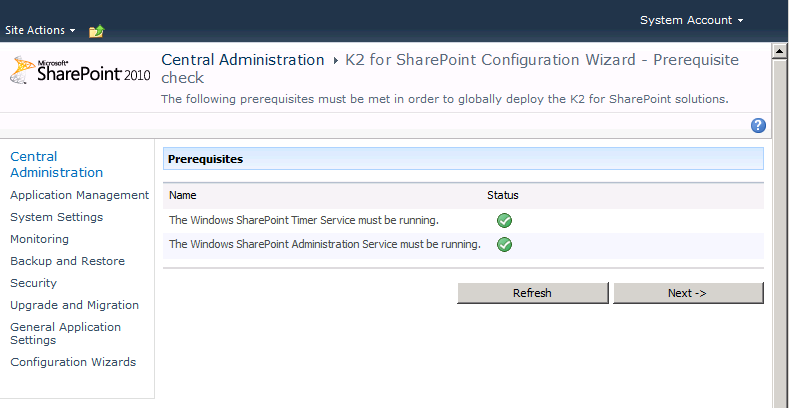 K2 for SharePoint Prerequisite Check